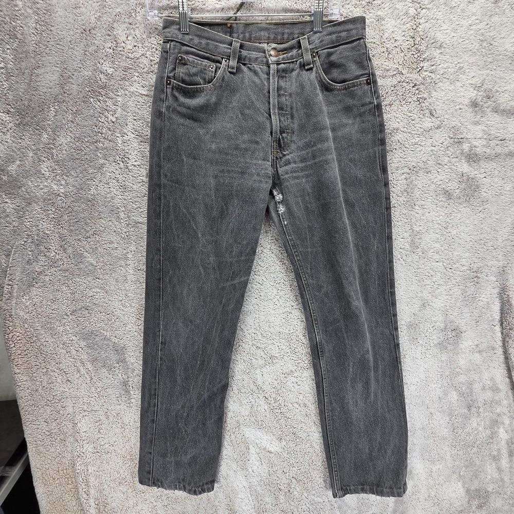 Vintage Levis 501XX Jeans Mens Black Made In USA Button Fly Straight Fits 28x30